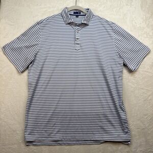 Stitch Golf Polo Shirt Mens Large Blue White Stripe Performance Stretch Preppy